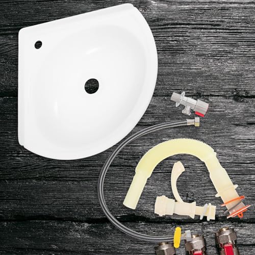 Lavabo d'angle de bureau compact support mural plastique robuste - 6