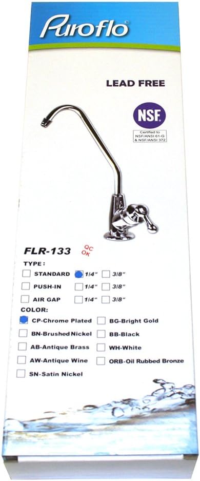 FLR-133PSCP Reverse Osmosis RO Drinking Faucet, Chrome, Non-Air Gap, NSF, Lead Free Meet AB1953 with Faucet Connection Push-in Fitting