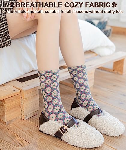 Image of IIG Women's Fashion Cute Cotton Socks Novelty Funny Above Ankle Crew Socks Holiday Gifts for Women 4 /5 Pairs