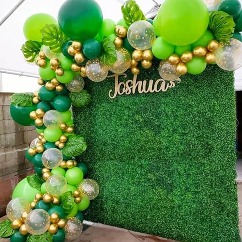 Image of Funhot Green Balloons Set, 60 Pcs Green Gold White Balloons, 12 Inch Dark Green Emerald Green Lime Green Metallic Gold Latex Balloons for Jungle Forest Birthday Baby Shower Wedding Party Decorations