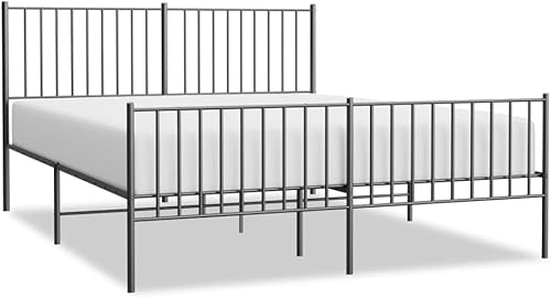 Miniatura 2 de Metal Bed Frame with Headboard Full Bed Frame with Headboard Bed Frame Full Platform Bed Full Metal Bed Frames and Footboard Black 59.8"x78.7"