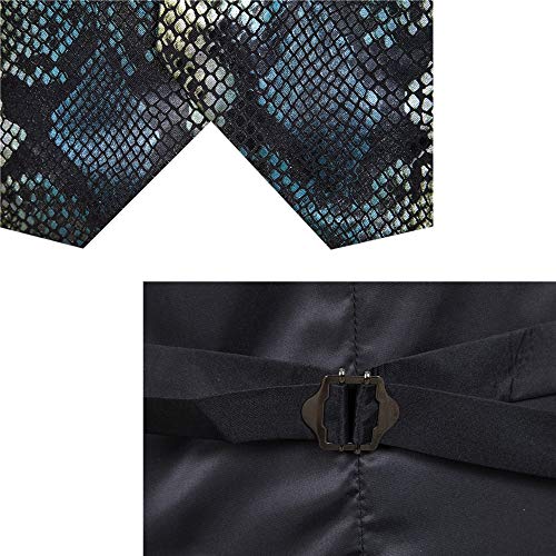 FAXIKIO Men's Paisley Vest Single Breasted Suit Vest Fish-Scale Pattern Dress Vest Wedding Party Waistcoat 5