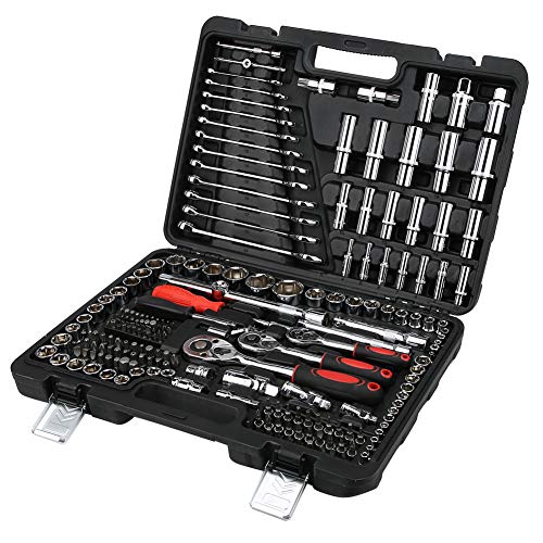 Srliya 215Pcs Ratchet Wrench Set 1/4in 3/8in 1/2in Socket Set Tool Hand Tool Kits + Box LPD0005‑7 - Image 3