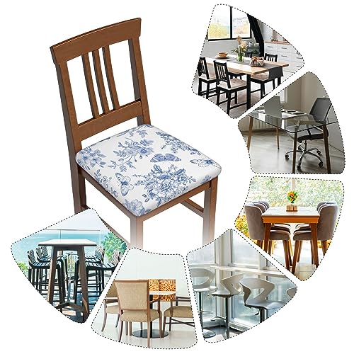 Mouxue YTUSJDFBGUJXII-5560508697 Seat Covers For Dining Room Chairsset Of Set Of 4, Blue White Floral Butterfly Flower French Stretch Chair Seat Covers Cushion Slipcovers thumb #1