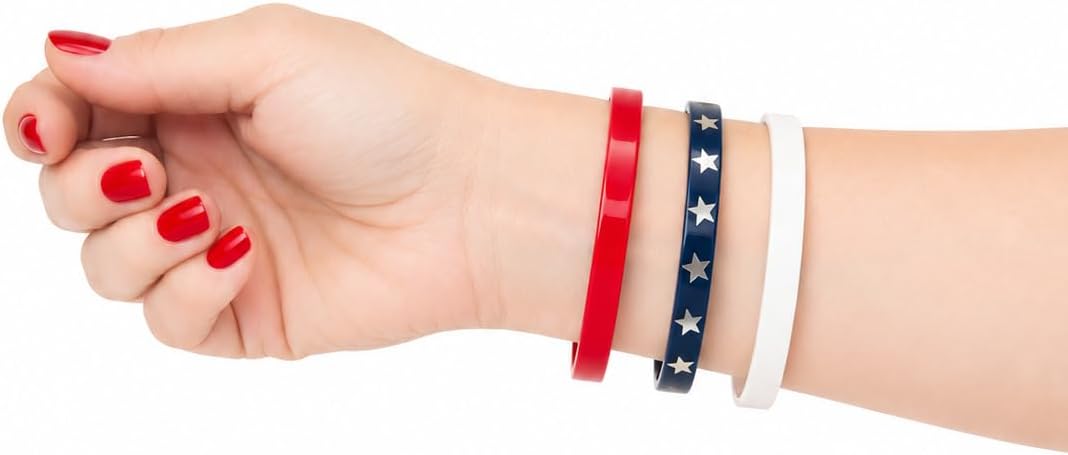 Star Spangled Bangle® Patriotic Bangle Bracelet Set for Adult Women, 18+ | America 250th Birthday Jewelry | Red White Blue Accessories | USA 250 Celebration Commemorative Keepsake Gift