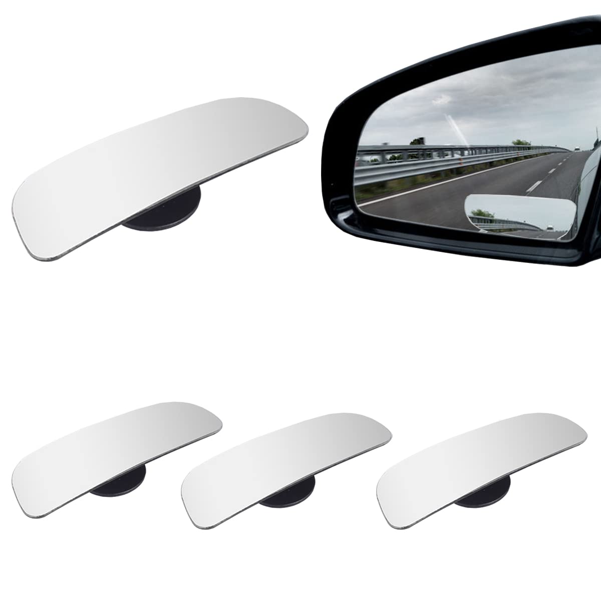 OBTANIM 4 Pack Blind Spot Car Mirror 2 Inch Angle Adjustable HD Glass Rectangular Car Side Rear View Convex Mirror Accessories with Frame for Car SUV Trucks Motorcycles