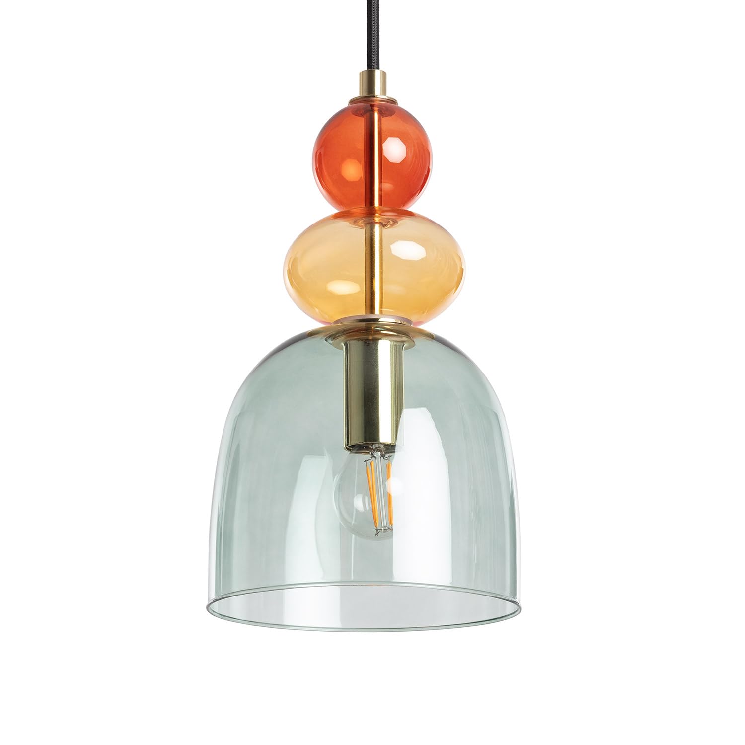 LEDKIA LIGHTING - Hängeleuchte Baudelaire | Vintage-Design | Einstellbare Länge | E14 Fassung | Metall & Glas | Für Wohnzimmer, Küche, Schlafzimmer, Grün, Glas