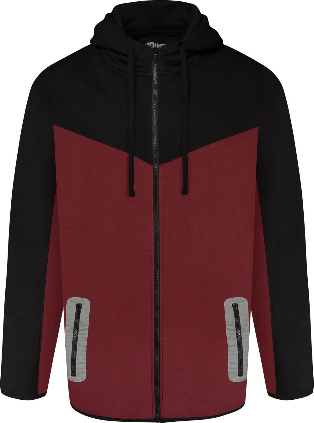 Uptheir Mens Laters Full Zip Contrast Panel Hoodie - Red - 6XL