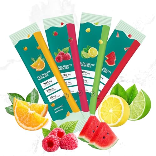 Bebida en polvo con electrolitos - Paquete variado de 4 sabores con magnesio y zinc, 120 g para favorecer la hidratación, sin azúcar, vegana