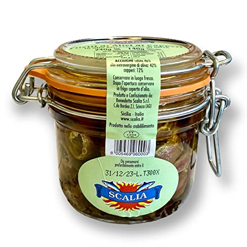 240gr Scalia gerollte Sardellenfilets mit Kapern in Olivenöl extra vergine aus Italien Sizilien