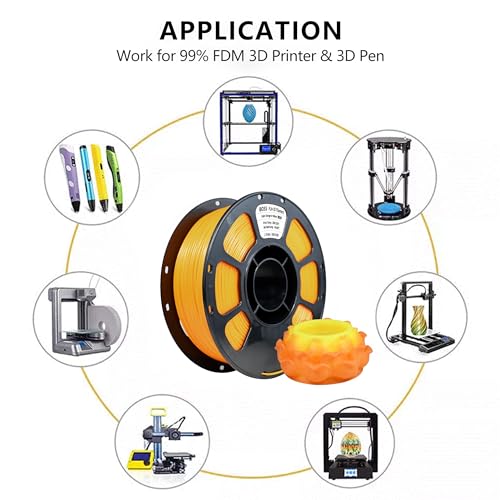 Image of iBOSS 3D Printer Filament, Temperature Color Change PLA+ Filament 1.75mm+ /-0.02mm, Neatly Wound 3D Printing Filament, Fit for Most FDM 3D Printers, 1KG Spool. (Orange to Yellow)