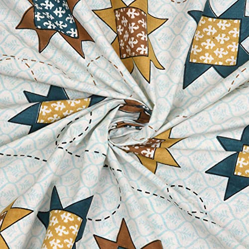 Image of BLOCKS OF INDIA 200TC Diwan Set Cotton 8 Piece | Deewan Printed Bedsheet Sets for Living Room Hall (Set of 8 Piece, 1-Bed Sheet | 2-Bolster Cover | 5-Cushion Cover (Color 4)