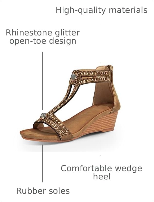 Image of FRALOSHA Wedge Sandals for Women Open Toe Casual Summer Roman High Heel Breathable Beach Sandals