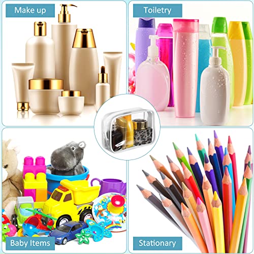 Saintrygo 18 Pack Clear Makeup Bags 7 x 5 PVC Cosmetic Bag Plastic Zippered Pouches Portable Toiletry for Women Men Travel Vacation Bathroom Organizing(Clear Color, White Border)3