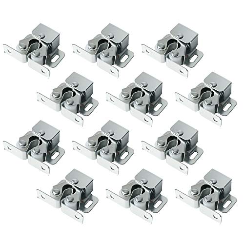 Alise Cabinet Door Latch and Catch,Cupboard Closet Doors Catches Closer Double Ball Roller Catch Latches,Cold Rolled Steel Silver,Pack of 12