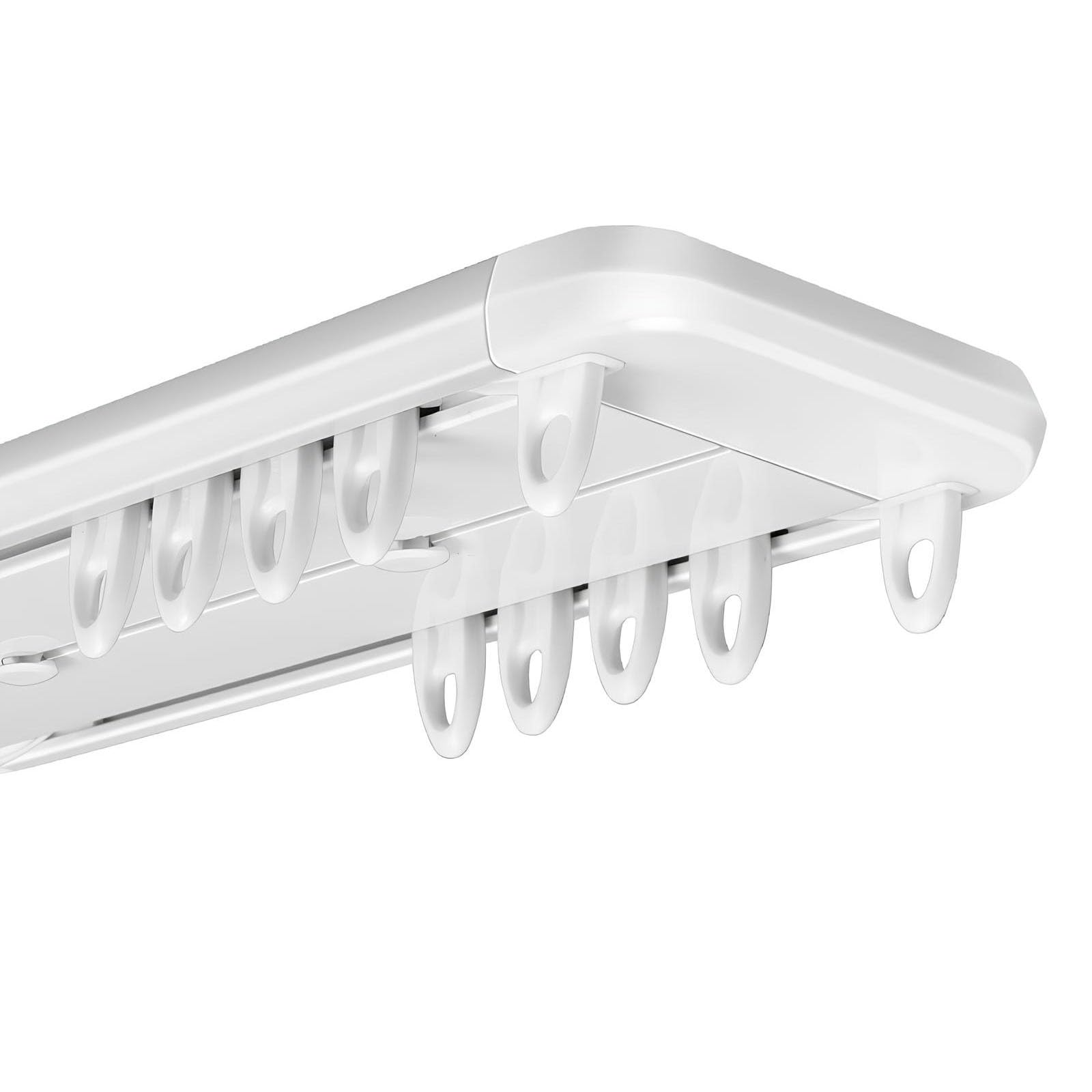 White Conjoined Double Track, Heavy Duty Aluminum Curtain Track, Ceiling Mounting Curtain Rail For Living Room Bedroom, Customizable Size(Size:95cm)