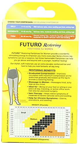 Futuro Beyond Support Pantyhose, Large, Nude, Firm, Full-Cut Panty, 1 Pair3