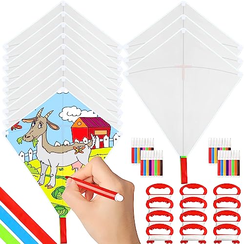 12 Pack DIY Blank Kite Bulk White Beach Kite Making