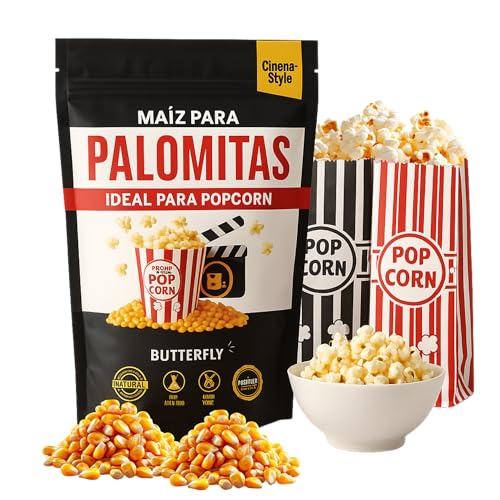 AF® - Maiz para palomitas premium 925g sin GMO, natural y vegano, maiz palomitas crujientes en bolsa zip - Perfecto para cine en casa y recetas dulces o saladas