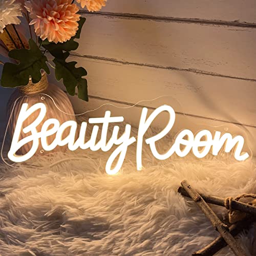 Image of Beauty Room Neon Sign For Spa Beauty Room Nail Brows Lashed Salon Studio LED Wall Art Decor For Business Stores Logo Barber Shops Led Word Indoor Custom Neon Lights 5V USB Powered Warm White 40x14.4cm