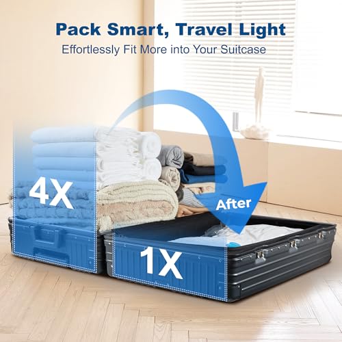 HOUSE DAY 30 Pack Vacuum Storage Bags with Electric Pump, 4 Sizes + 2 Roll-Up (5 Each), Space Saver Vacuum Seal Bags for Clothing, Bedding, Pillows, Travel – Airtight Seal, Reusable & Durable - Image 4