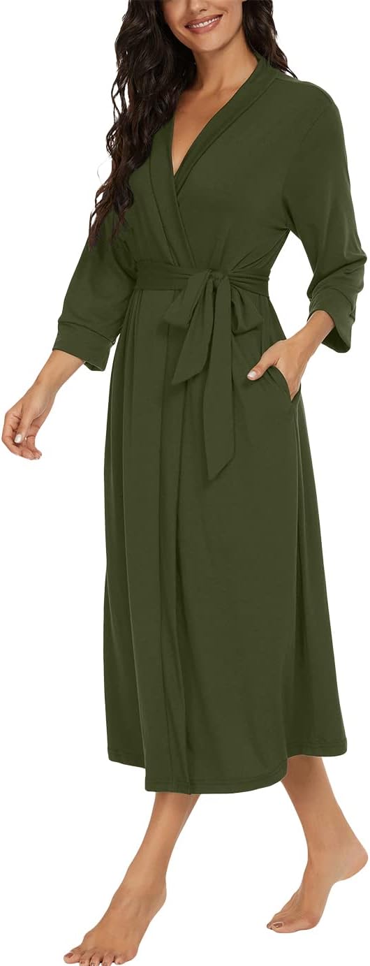 VINTATRE Women Kimono Robes Long Knit Bathrobe Lightweight Soft Knit Sleepwear V-neck Casual Ladies Loungewear - Image 2