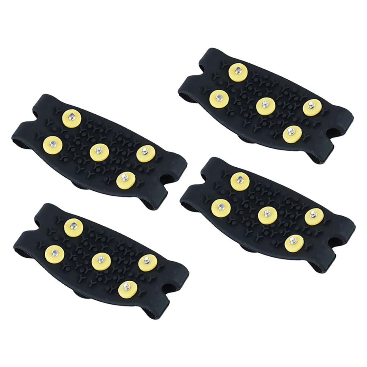NOLITOY Pinzas para Hielo Antideslizantes para Zapatos, Crampones TPE, 5 Púas Amarillas, 2 Pares, para Niños, Uso en Nieve E Invierno, Cubiertas Resistentes y Portátiles para Senderismo