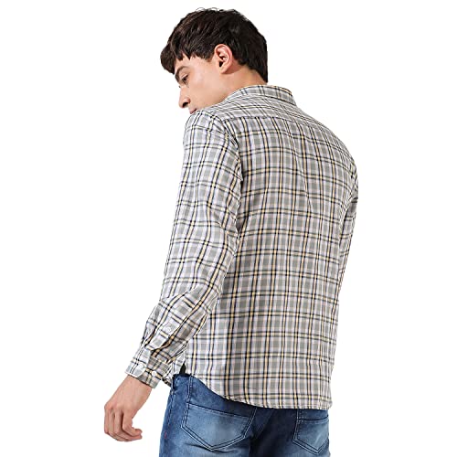 Image of CAHOOT Men's Button Up Shirt for Casual Wear | Regular Fit | Poly Lycra Shirt Crafted with Short Sleeve & Enhanced Stretch Comfort Fit for Everyday Wear