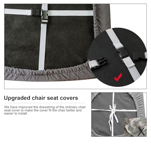 Image of Genina Waterproof Seat Covers for Dining Room Chair Cushion Covers Set of 2 | Jacquard Removable Machine Washable Kitchen Chair Seat Slipcovers,Pet Hair And Stain Protection,Stretch Chair Protector