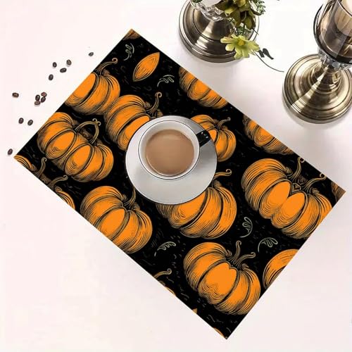 Sets de table à motif citrouille orange lavables pour maison et bureau - 4