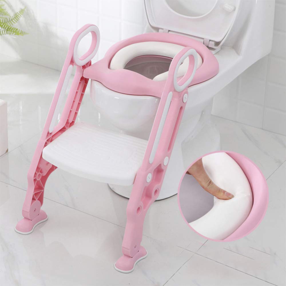 Toilette bébé rose type d'escalier pliant et cadre antidérapant