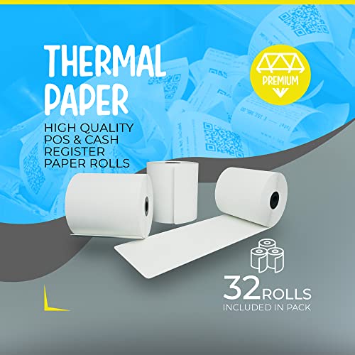 Fhs 3 1/8” X 230’ Thermal Paper For Receipts - 32 Rolls Of Receipt Paper Compatible With Wide Range Of Pos Systems For Small Business – Use As Receipt Paper, Cash Registers Printer, Atm Machine #TOP6
