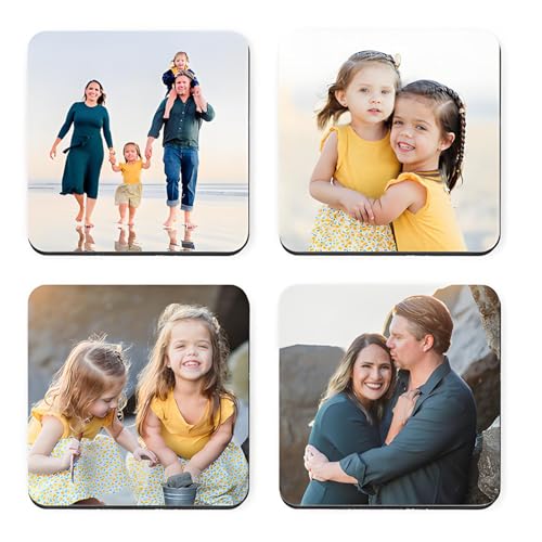 Sottobicchieri personalizzati da 10 cm, sottobicchieri personalizzati, decorazione per tavolino da caffè, sottobicchieri quadrati in impiallacciatura di quercia, infrangibili e lavabili, regali