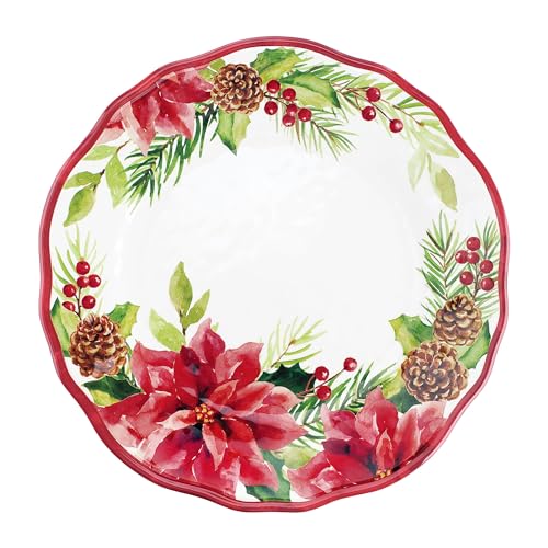 UPware-Melamine-Dinner-Plate-Set-of-6-BPA-Free-Dishwasher-Safe-Round-Plates-Dinner-Dishes-for-Main-course-Pasta-and-Salad-11-Inch-Dinner-Plates-Poinsettias UPware Melamine Dinner Plate Set of 6 BPA Free Dishwasher Safe Round Plates Dinner Dishes for Main course Pasta and Salad 11 Inch Dinner Plates Poinsettias