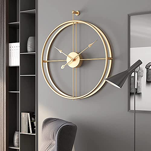 Image of Metal Double Ring Metal Hanging Wall Clock for Home /Living Room /Bedroom /Hall /Dining Hall (Gold)