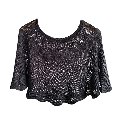angel3292 Xale quente para ombros com gola redonda tricô estilo coreano feminino recortado xale para
