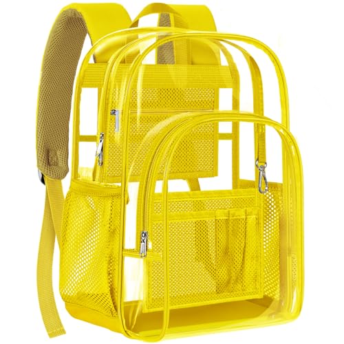 Image of PAMANO Clear Backpack, Heavy Duty Transparent Reinforced Bottom See Through for College, Travel Work Security