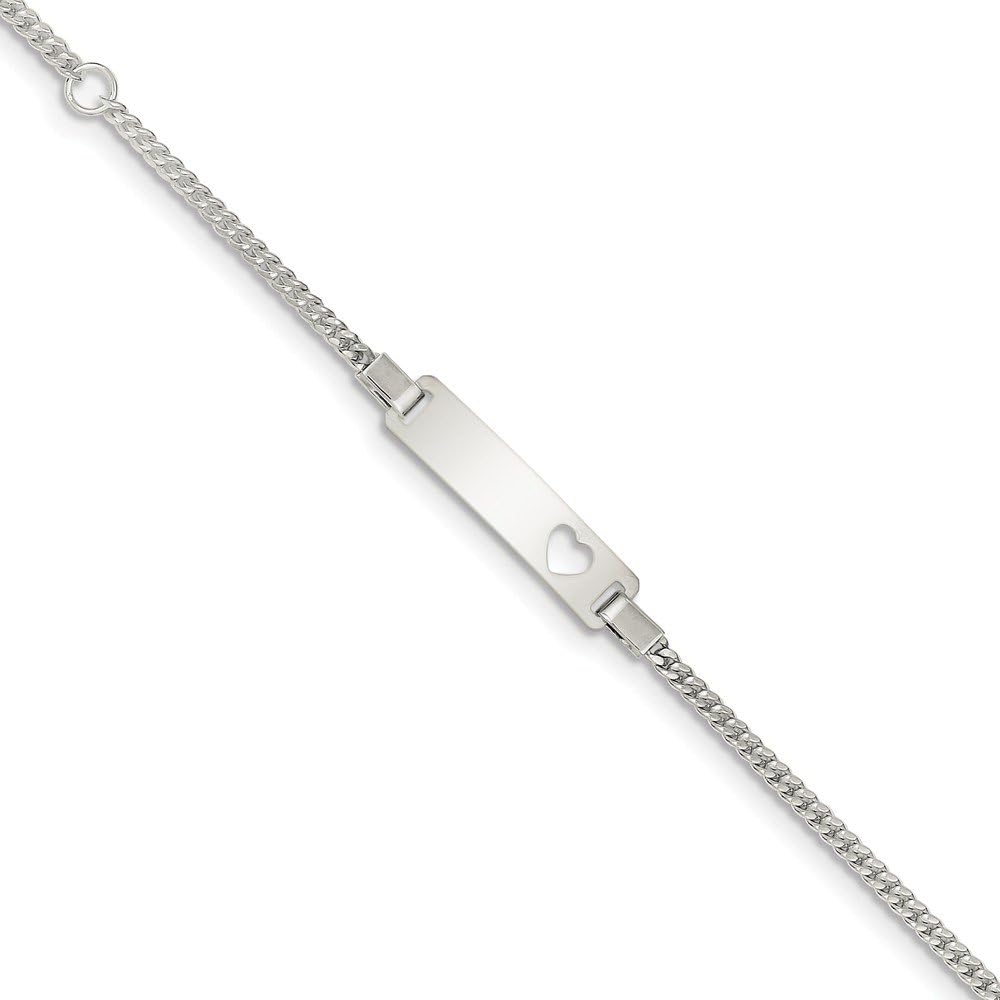 Solid 925 Sterling Silver Adjustable Baby ID Bracelet Engravable Identification Name Bar Tag 6" (Width = 6mm)