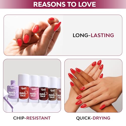 Image of Glam21 Nail Tale Nail Polish | Glossy Gel Finish | Rich Pigmentation | Chip Free | Quick Drying Formula | Long Lasting Nail Polish for Women | 9ml | Shade-02