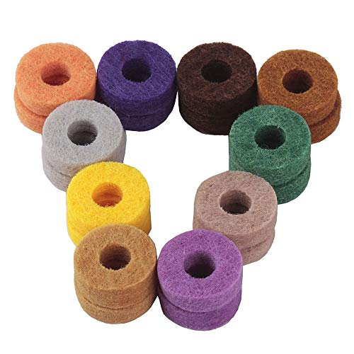 Bloepum 10Pcs/ Pack Cymbal Stand Felt Washer Pad Replacement Round Soft for Drum Set Cymbals (Random Color)