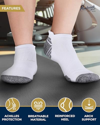 Image of Pembrook Ankle Compression Socks for Women & Men - 4 Pairs | Arch Support Socks for Women | Compression Ankle Socks Men | Running Compression Sock | 4Whi Compression Socks