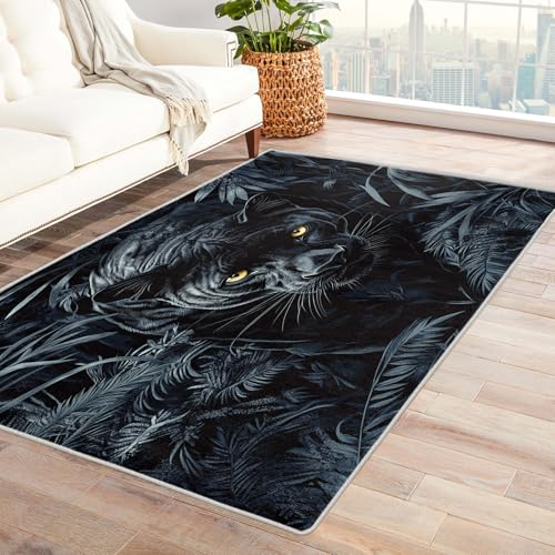 Tapete decorativo negro estampado de leopardo 3x5 pies miniatura 3