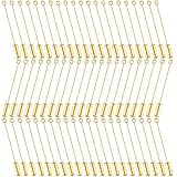 90pcs Boutonniere Pins with Cap, Copper Stick Pins, PAGOW Needle Eye Pin with Clutches for Wedding Decoration, Jewelry Making Accessories (1.77 Inch / 4.5 CM) Antique Gold Color