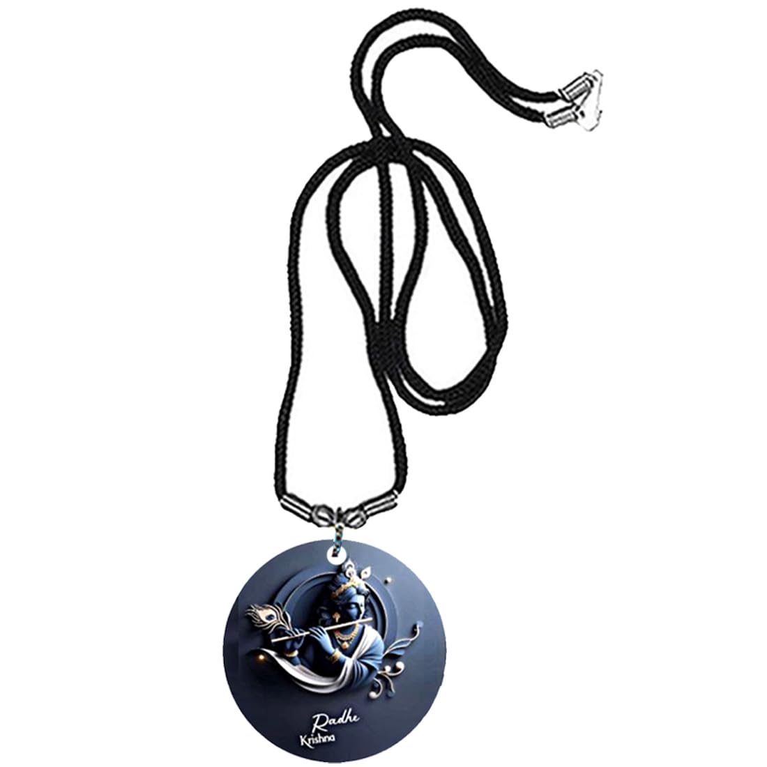 afh Lord Krishna Radha Acrylic Flute Playing Cord Chain Pendant with Bead Chain for Men and Women | Spiritual Love and Devotion Necklace | Divine Religious Jewelry Gift-picture-23