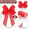 Xinnun 6 Pcs Burlap Bows Knot Handmade Ribbon Bows Natural Rustic Burlap Wreath Decorative Bowknot Ornament for Tree Decorate Festival Holiday Party Supplies(Plain Style,Red) #1