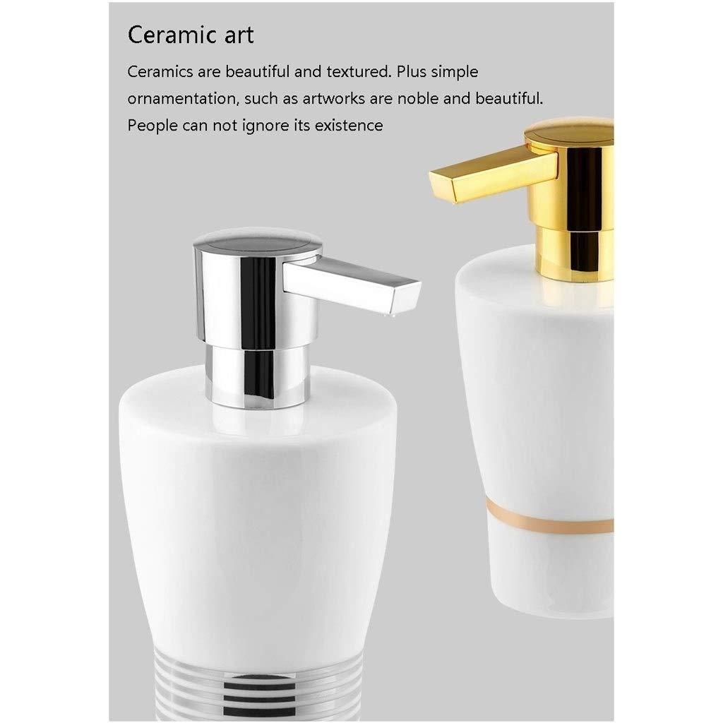 Dosificador Jabón/Reutilizable Botella para Jabón Líquido de Rayas Blanco con Oro dispensador de jabón dispensador del desinfectante con Cabeza de la Bomba Chrome cerámica Jabón for Baño Dormitorio o