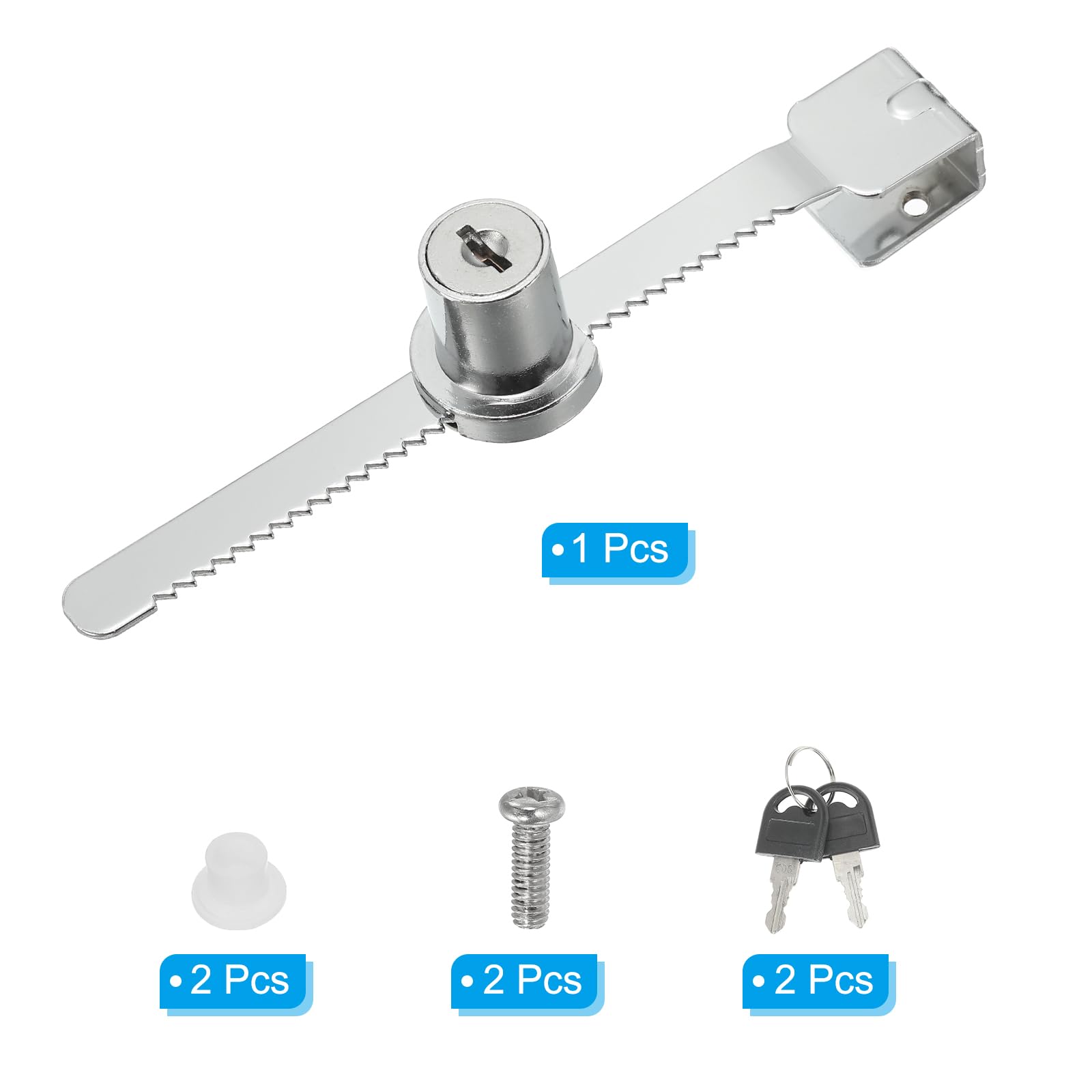 PATIKIL Glass Cabinet Lock, Keyed Different Zinc Alloy Single Swing Showcase Lock No Drill Glass Door Lock for 6mm Glass Door, Silver - Image 3