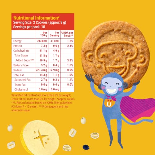 Image of Slurrp Farm Buy2Get1 Free Banana Oat Cookies | No Maida No Refined Sugar | Healthy Cookies Made With Multigrain | Perfect for Tiffins, Travel or Snack Time | Pack of 3 x 80g
