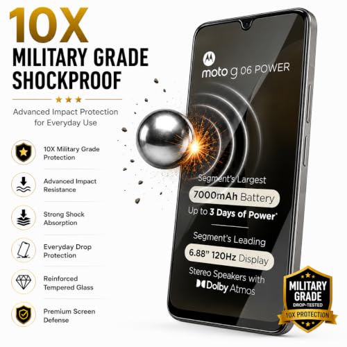 Image of ArmourPro 3D Borderless Tempered Glass for Motorla G06 Power and Moto G06, HD Clear Curved Edge to Edge Screen Protector, 9H Hardness, Oleophobic Coating, Case Friendly | Pack of 1