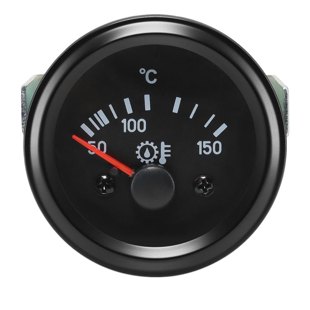 52mm 24V Water Temperature Gauge Oil Pressure Gauge Voltmeter Oil Temperature Gauge with Yellow LED Pointer Compatible with Car Systems(Water Temp Gauge)